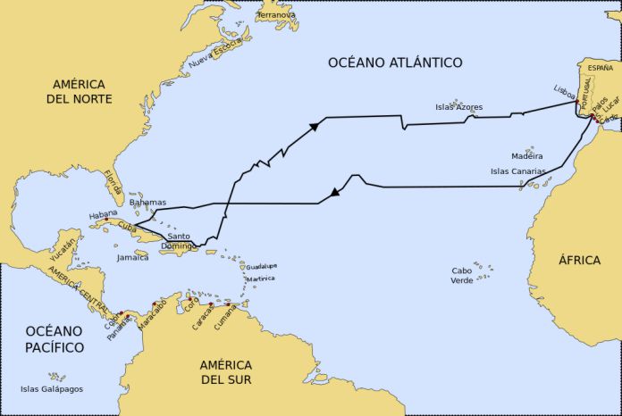 Primer viaje transatlántico de Cristóbal Colón.